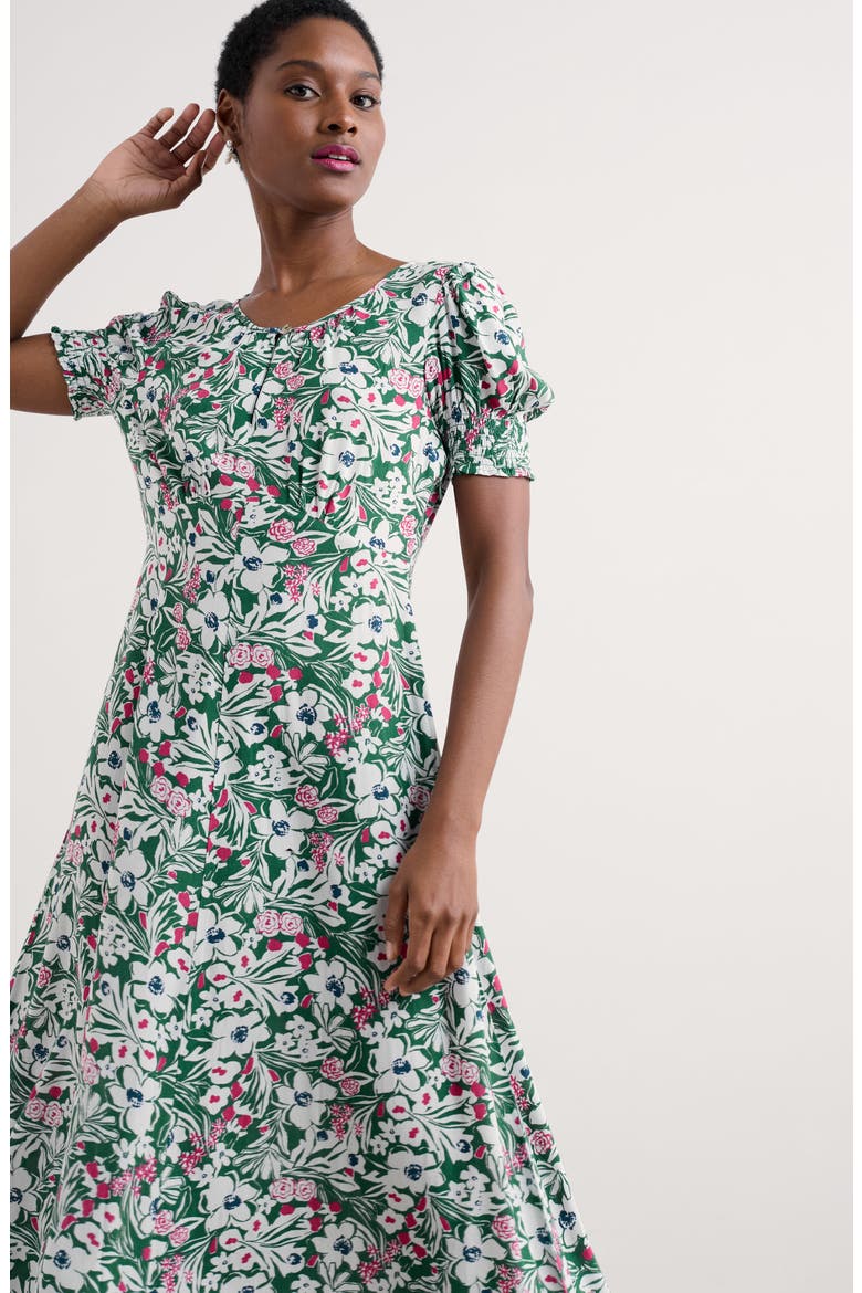Marsh Violet Empire Waist Dress, Alternate, color, GARDEN FLOWERS DARK FORAGE