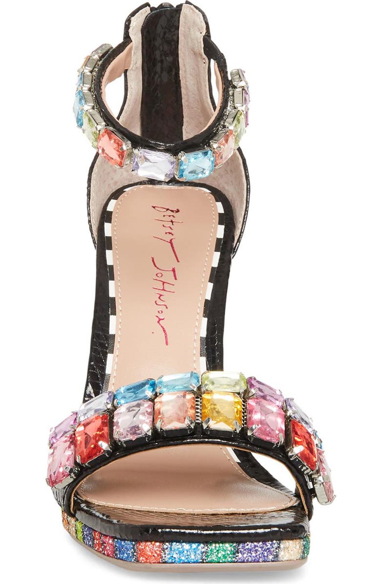 Betsey Johnson Emani Embellished Flared Heel Sandal, Alternate, color,
