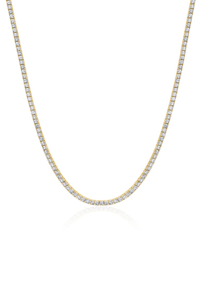 Round Cubic Zirconia Tennis Necklace, Main, color, 18KYG/ CLEAR STONE