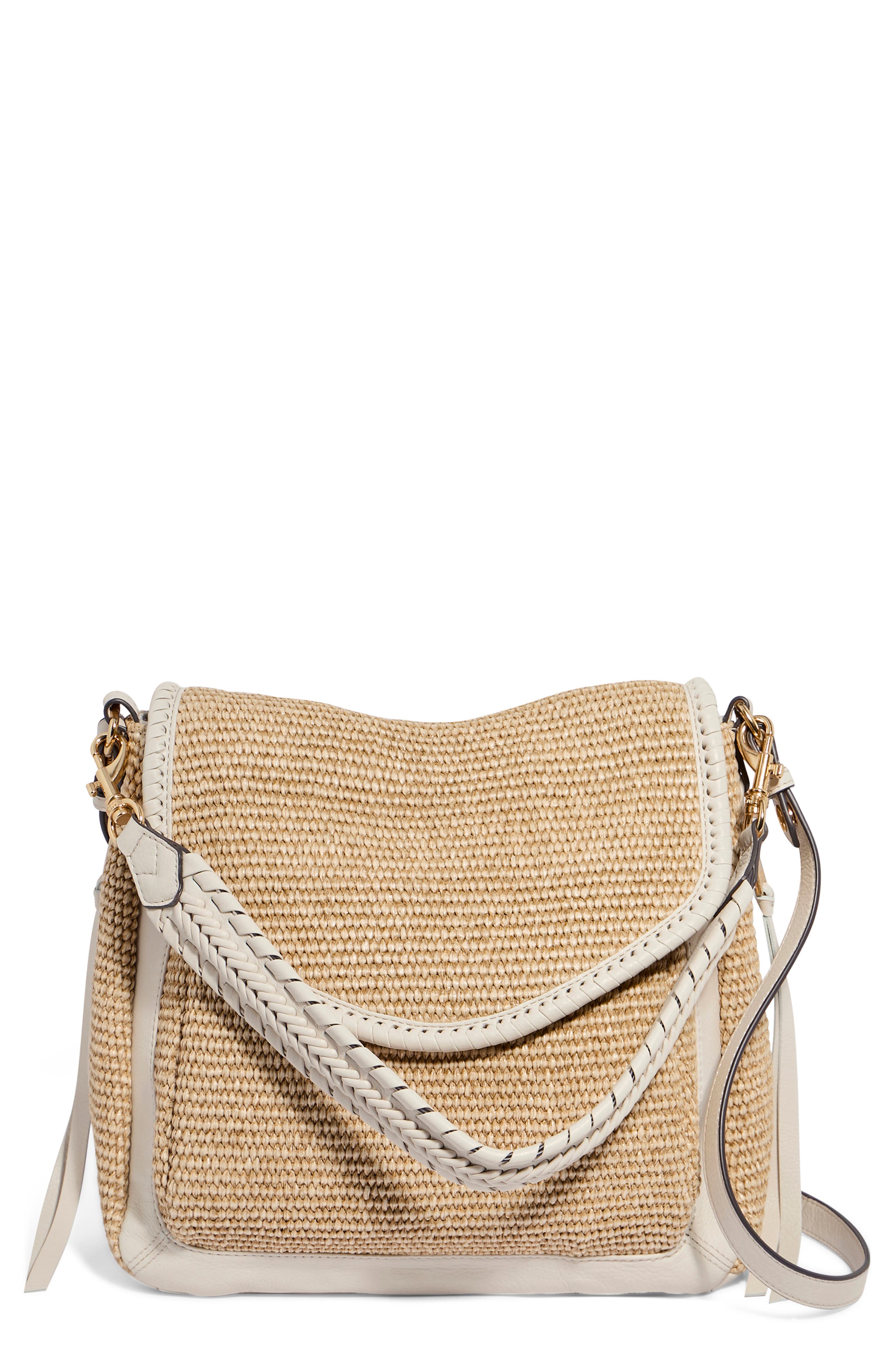 AIMEE All for Love Convertible Leather Shoulder Bag in Raffia 