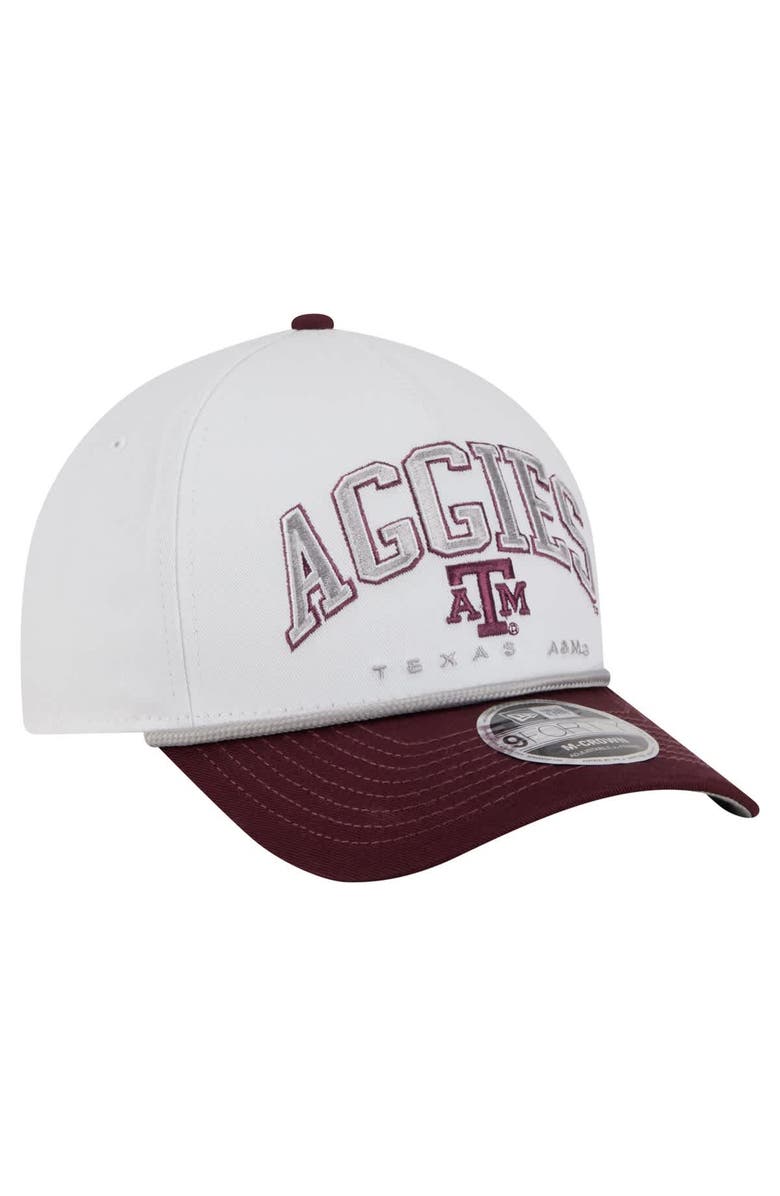 New Era Men's New Era White/Maroon Texas A&M Aggies Arch Two-Tone Rope 9FORTY A-Frame M-Crown Adjustable Hat, Alternate, color, White