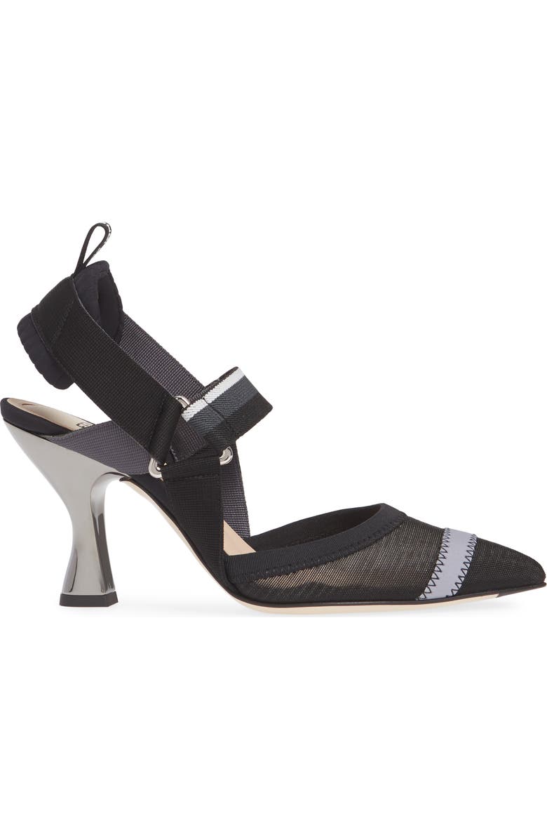 Fendi Colibri Mesh Slingback Pointed Toe Pump, Alternate, color,