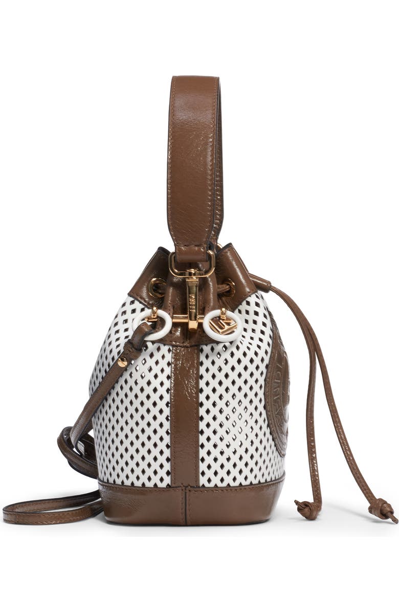 Fendi Mini Mon Tresor Perforated Leather Bucket Bag, Alternate, color,