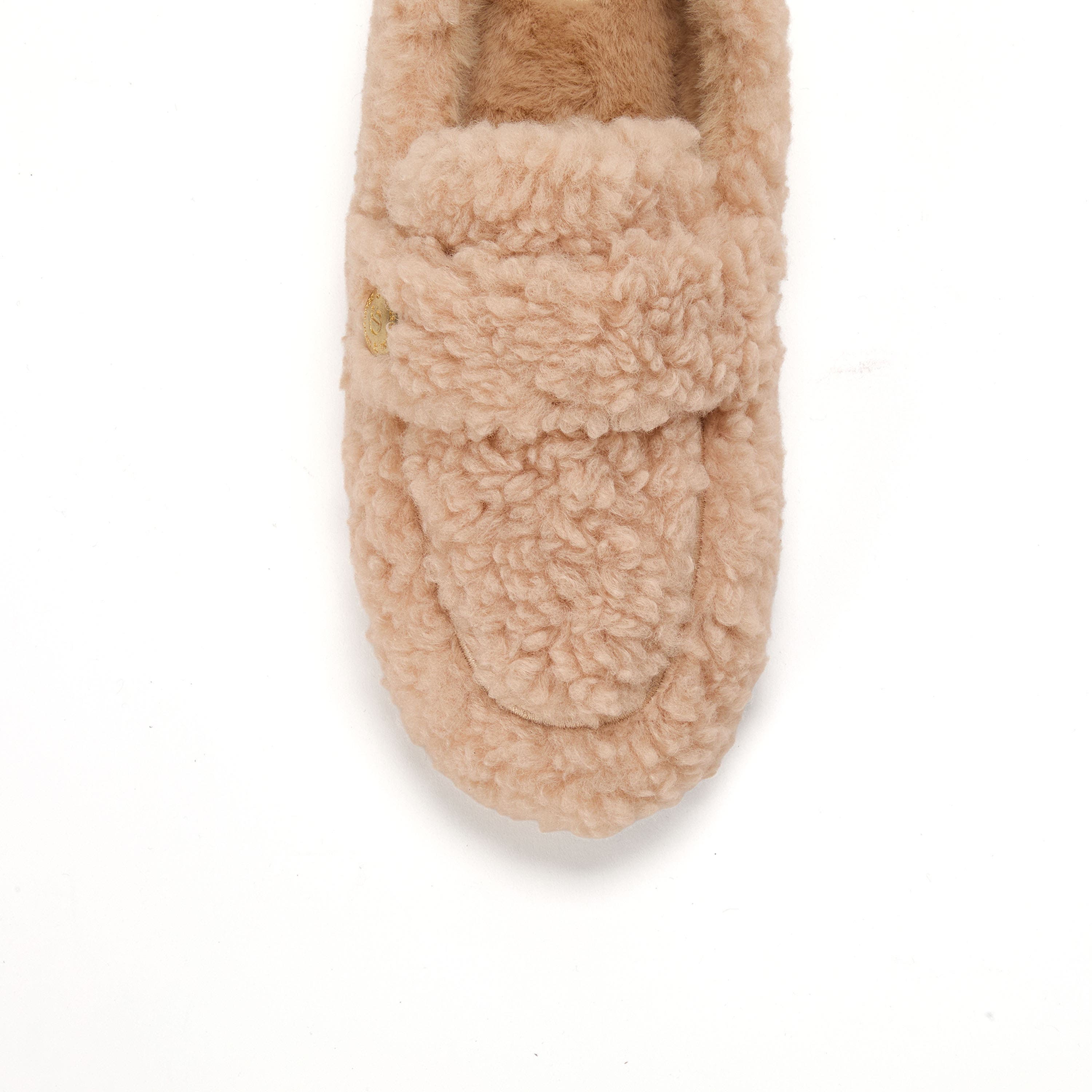 DEARFOAMS Madeline Luxe Teddy Loafer Slipper, Alternate, color, Latte