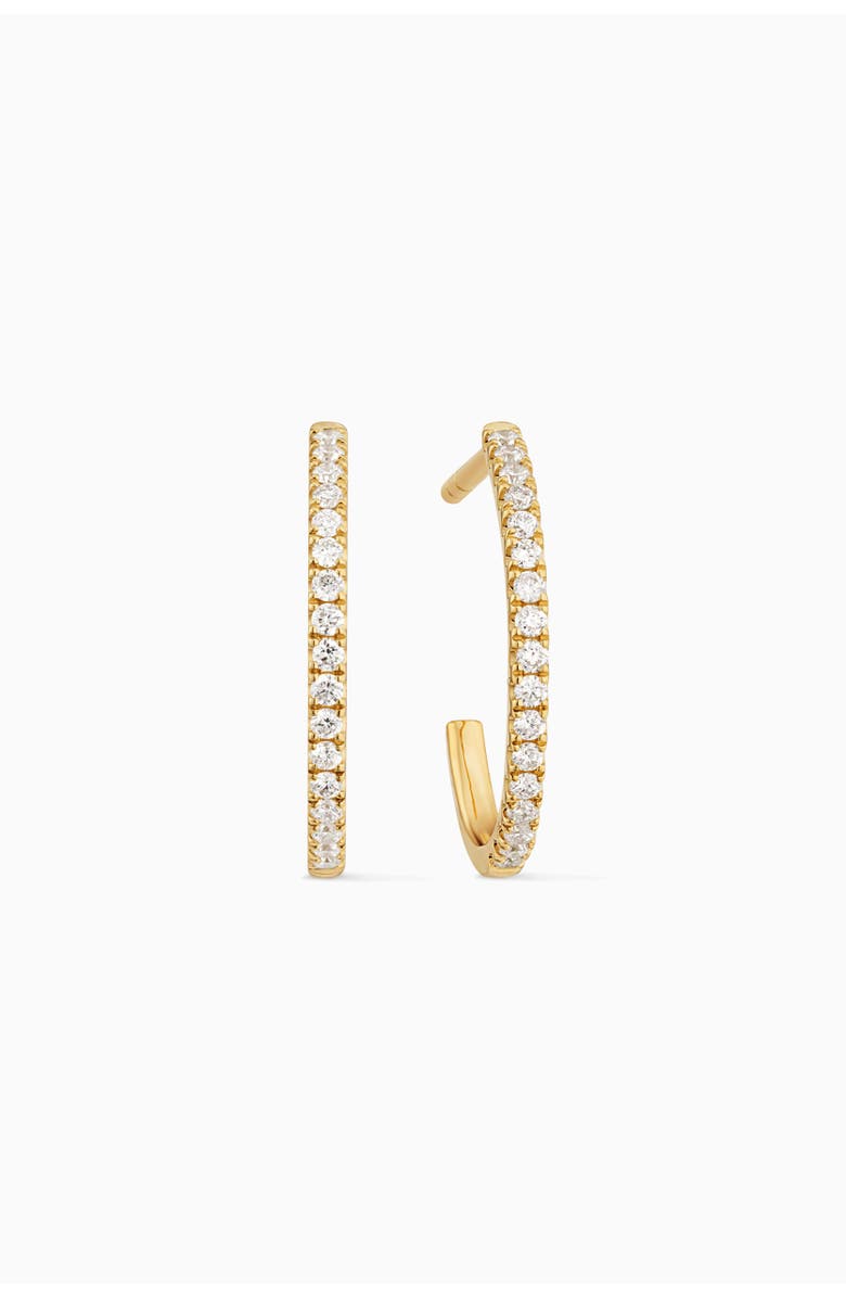 Oradina 14K Yellow Solid Gold Regal Diamond Open Hoops, Main, color, Yellow Gold, Natural Diamonds