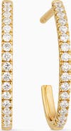 Oradina 14K Yellow Solid Gold Regal Diamond Open Hoops