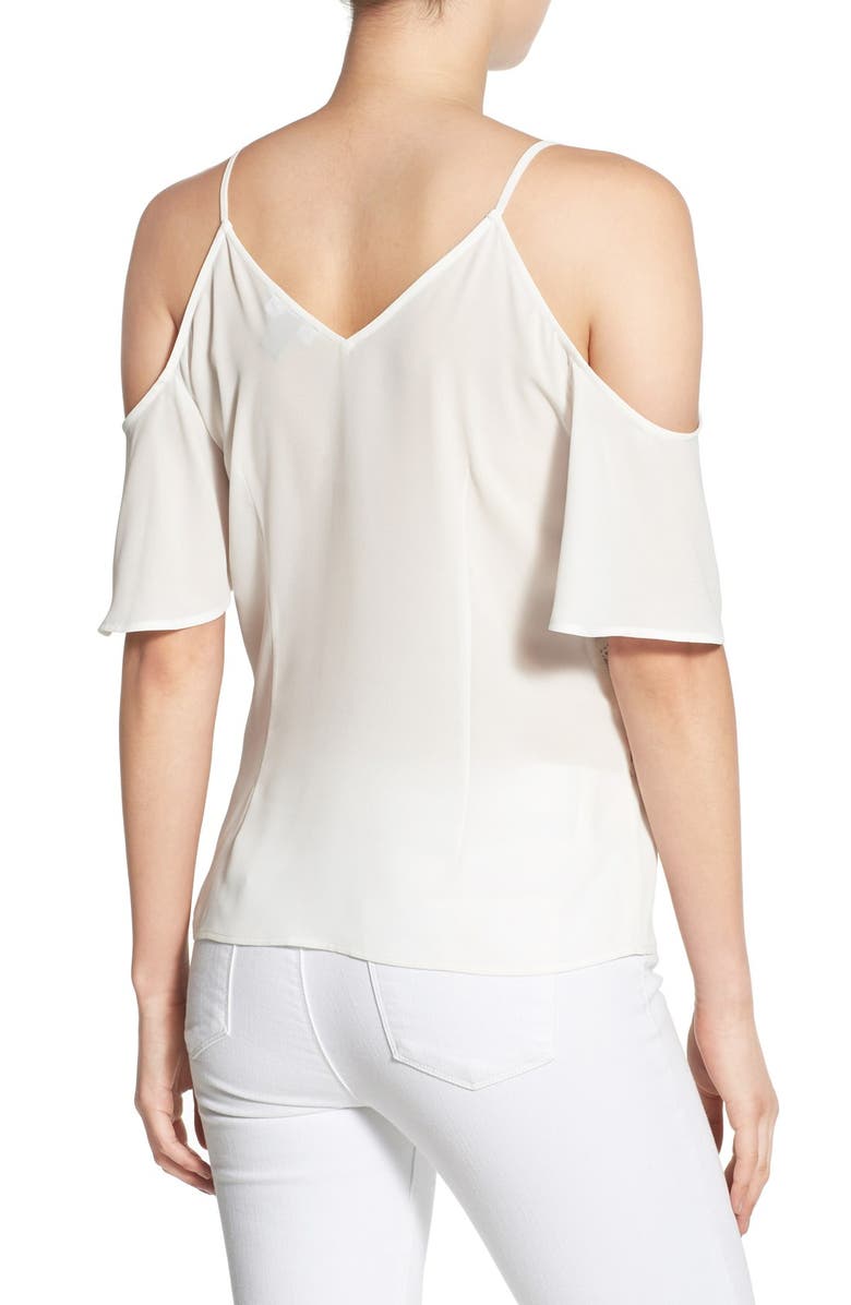 Chelsea28 Cold Shoulder Flutter Sleeve Top, Alternate, color, White Snow