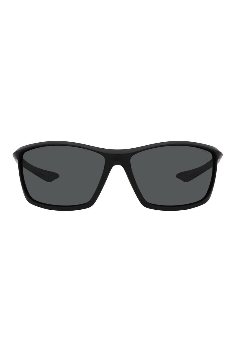 63mm Polarized Rectangular Sunglasses, Main, color, MATTE BLACK