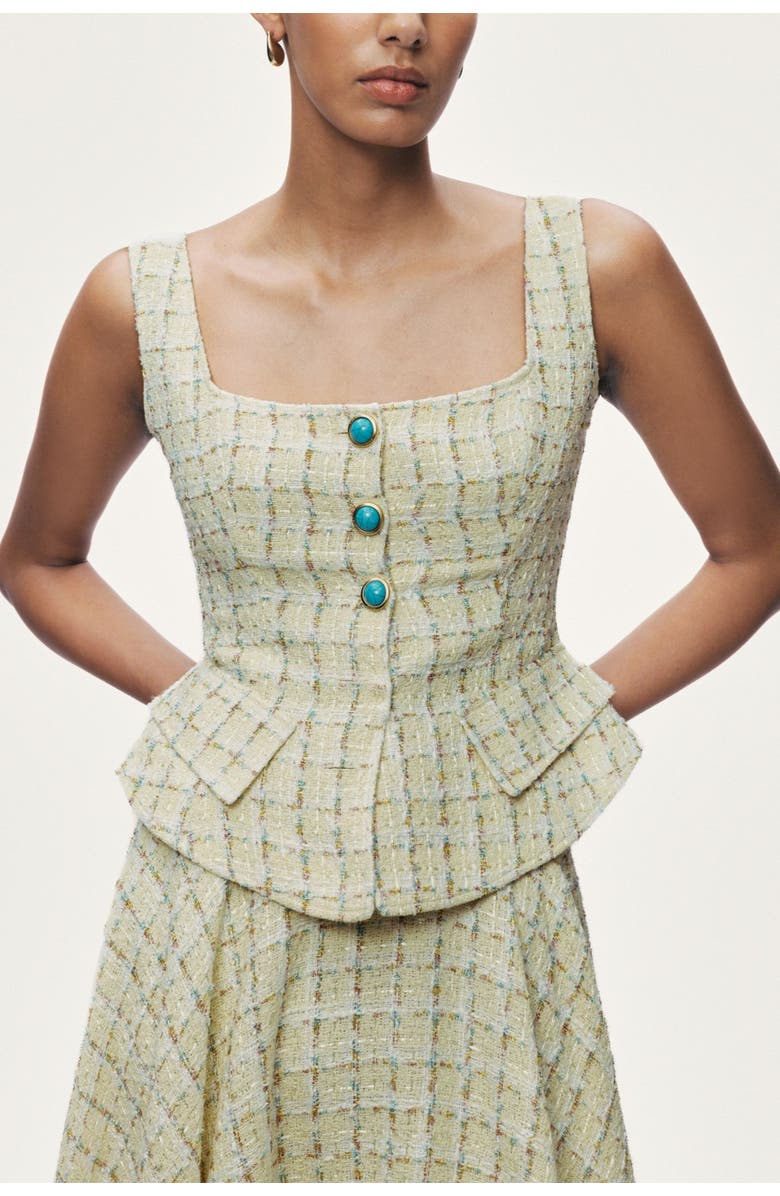 Nocturne Button Accessory Tweed Bustier, Main, color, Multi-Colored