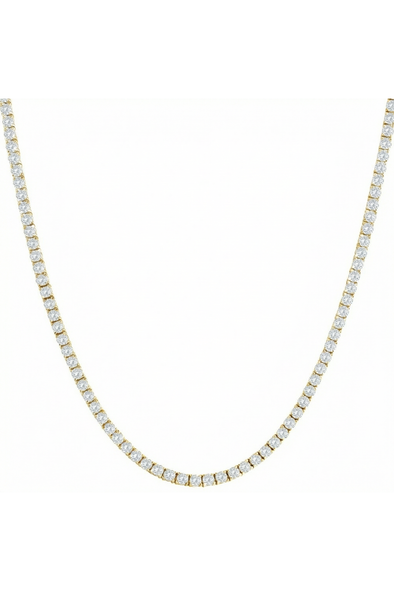 10Ct TW Lab Grown Diamond Tennis Necklace 14K Gold 16.5", Main, color, 14k Yellow Gold