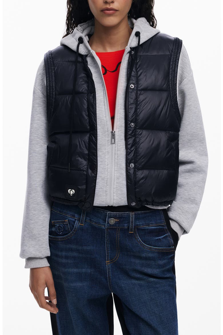 Layered Zip Hoodie, Main, color, LIGHT GRAY