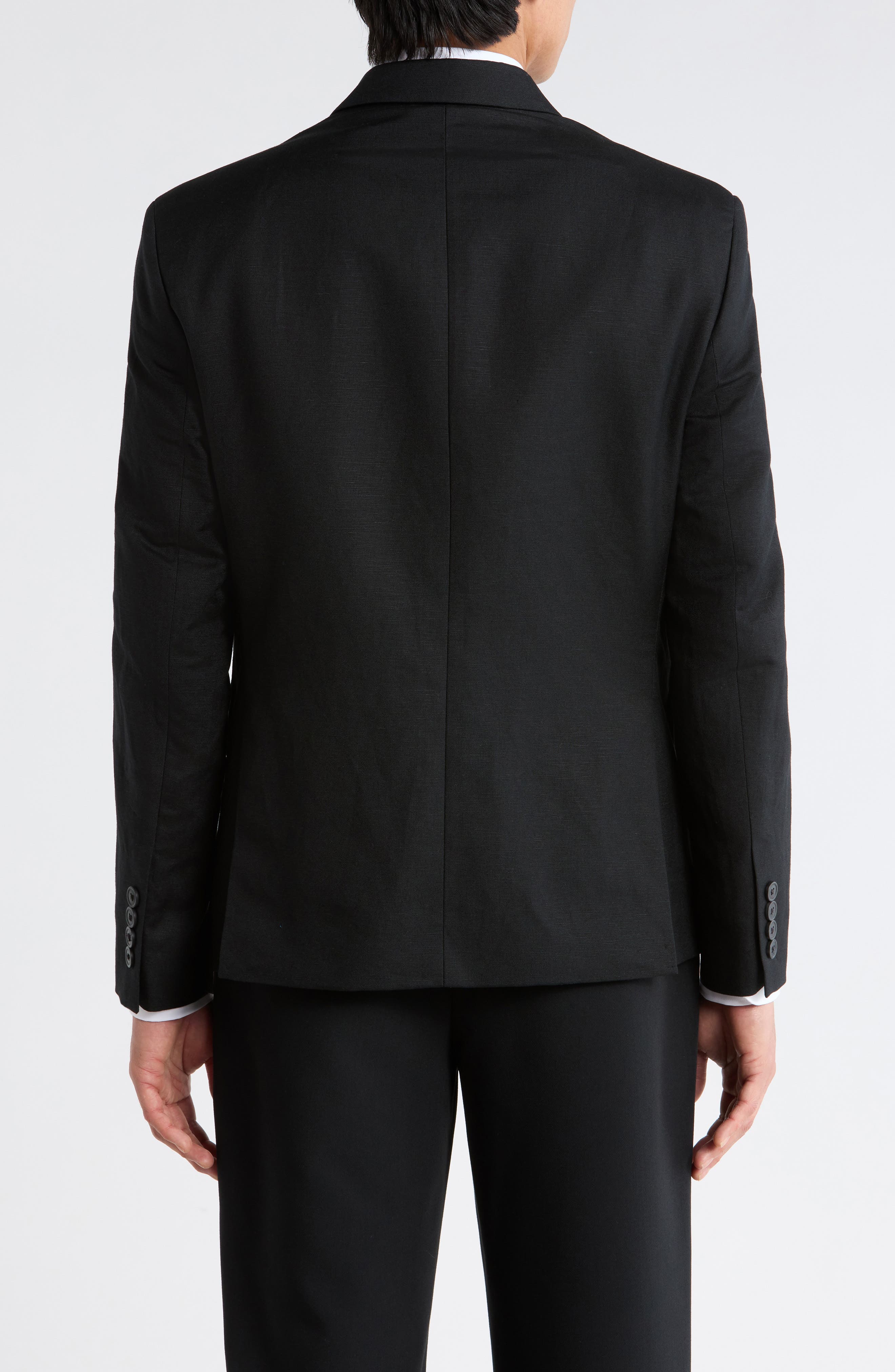 Black Linen Blend Double Breasted Sport Coat - image 2