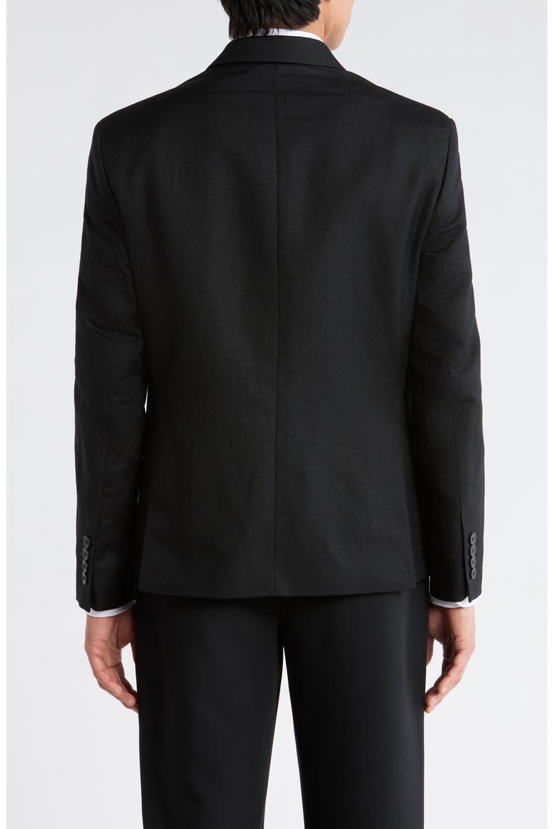 Black Linen Blend Double Breasted Sport Coat, Alternate, color, BLACK