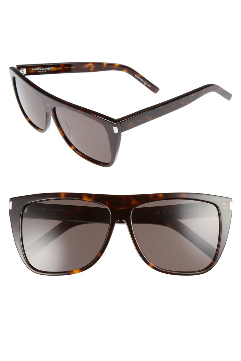 SL1 59mm Flat Top Sunglasses, Main, color, HAVANA/ SMOKE