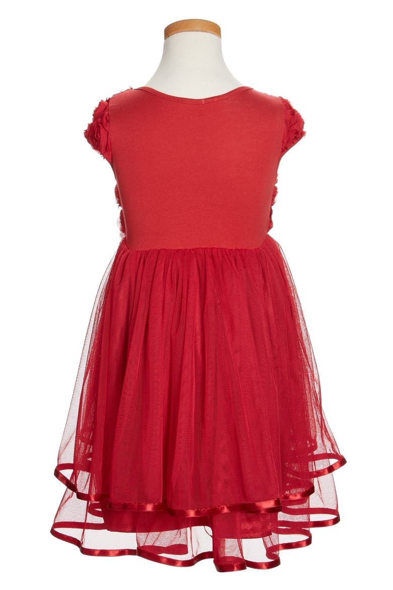 Ribbon Rosette Tulle Dress, Alternate, color, BURGUNDY