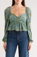 JACQUIE THE LABEL Gabrielle Velvet Burnout Long Sleeve Crop Top