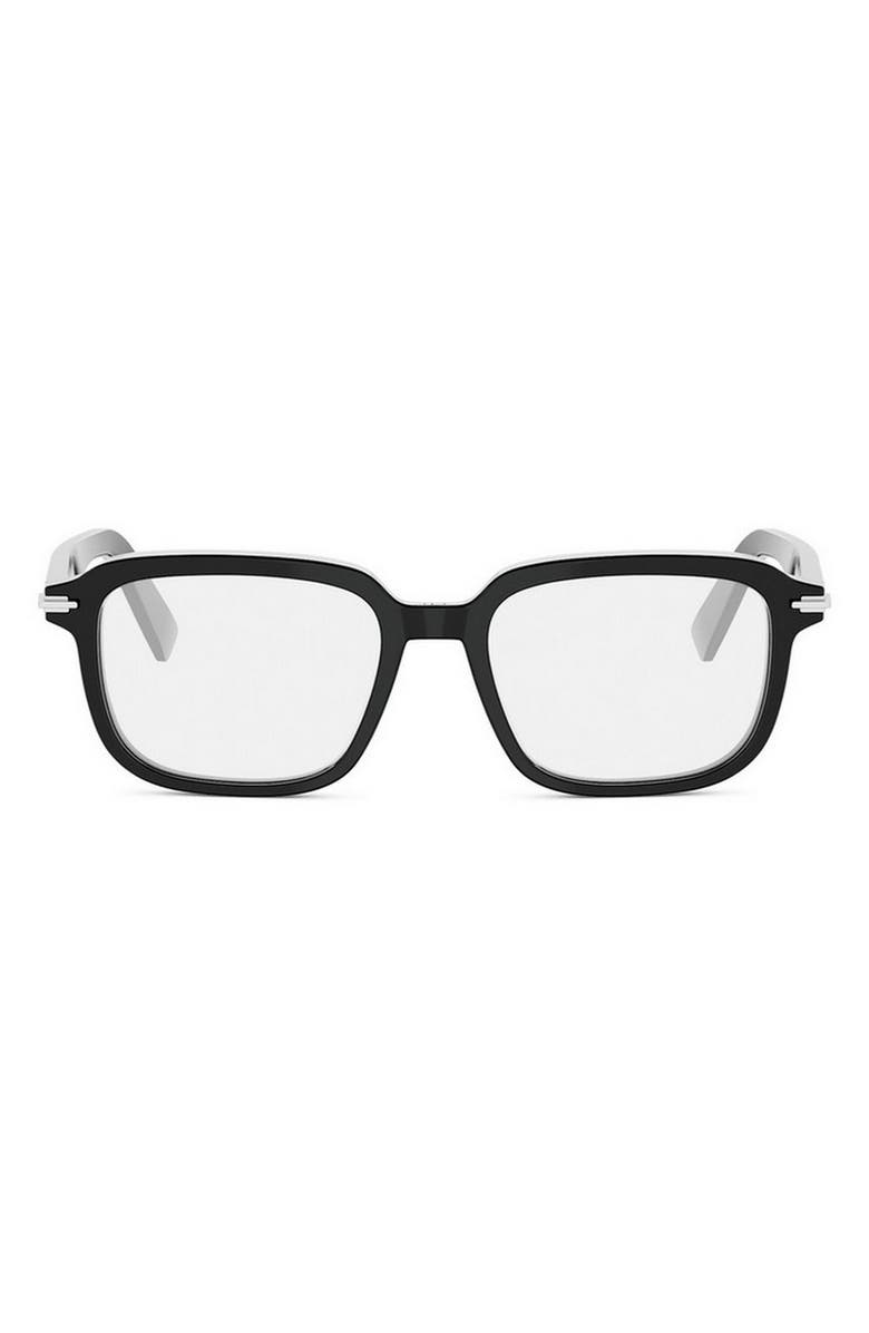 DIOR Blacksuit S26I 53mm Rectangular Optical Glasses, Main, color, Shiny Black