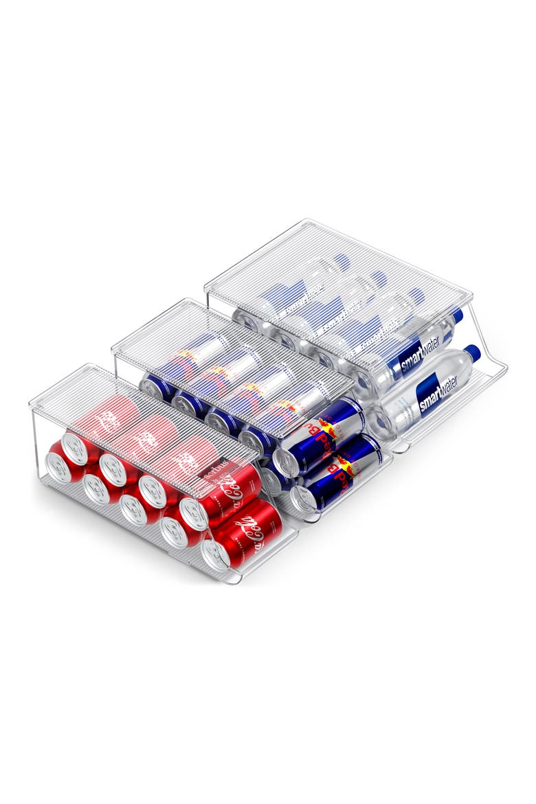 3-Piece Soda Can Organizer Set, Main, color, CLEAR