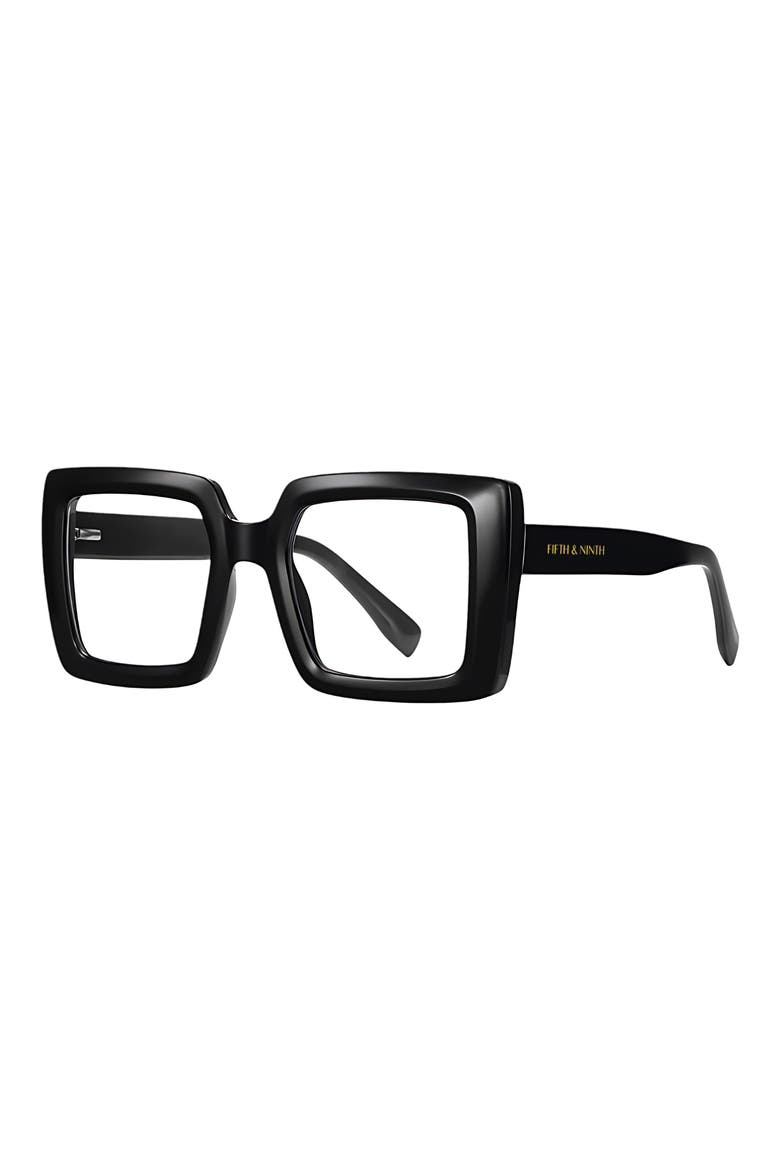 Etta 48mm Square Blue Light Blocking Glasses, Alternate, color, BLACK / CLEAR