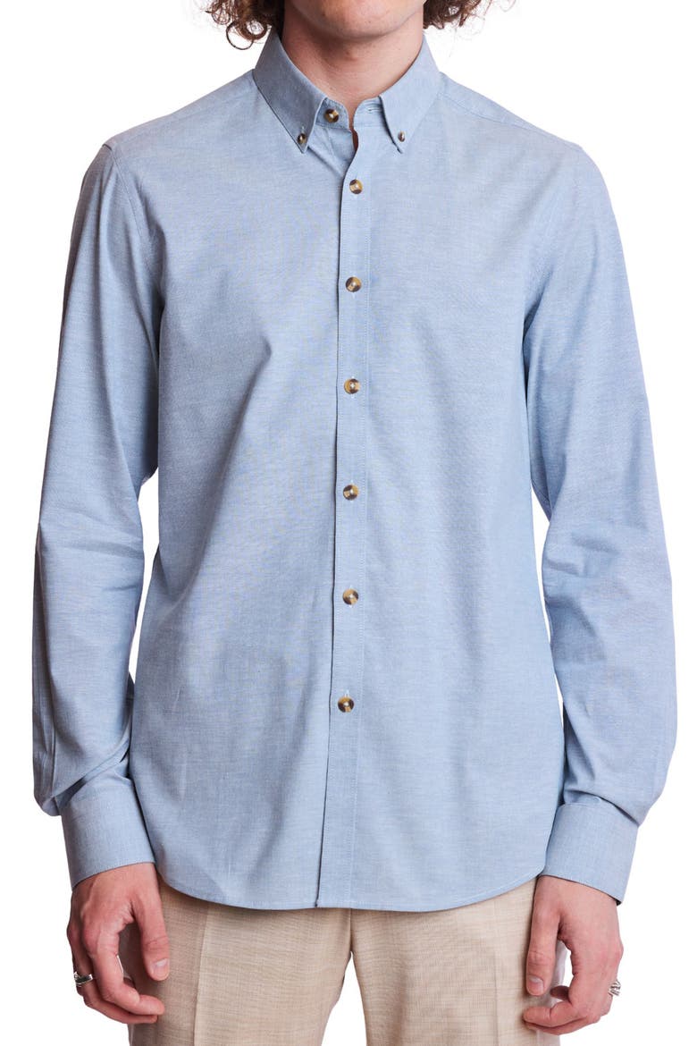 Brian Solid Stretch Cotton Dress Shirt, Main, color, BLUE CHAMBRAY
