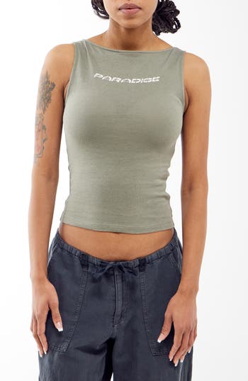 Bdg Urban Outfitters Paradise Boatneck Tank In Green