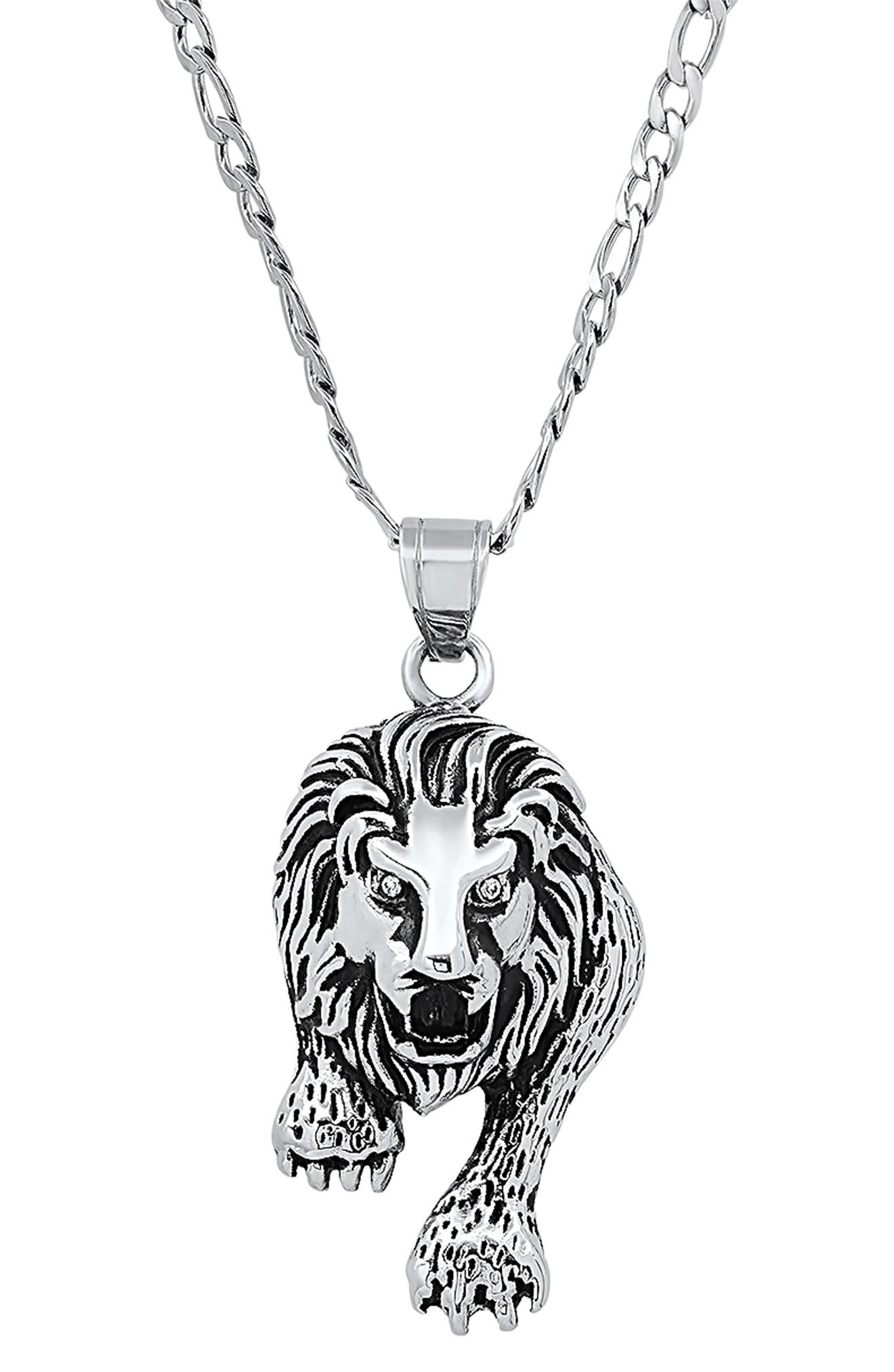 HMY JEWELRY Stainless Steel Prowling Lion Necklace