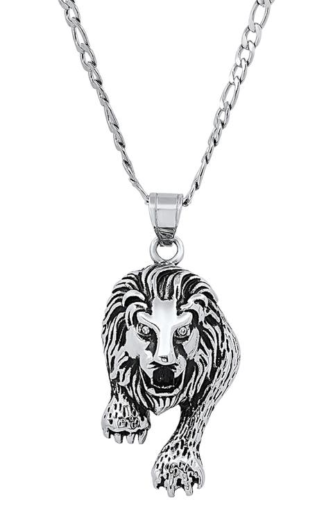 Stainless Steel Prowling Lion Necklace
