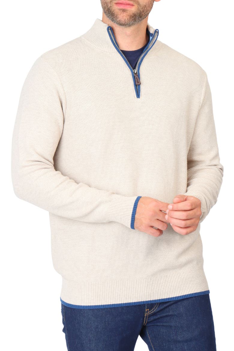 Waffle Knit Quarter Zip Sweater, Main, color, OATMEAL
