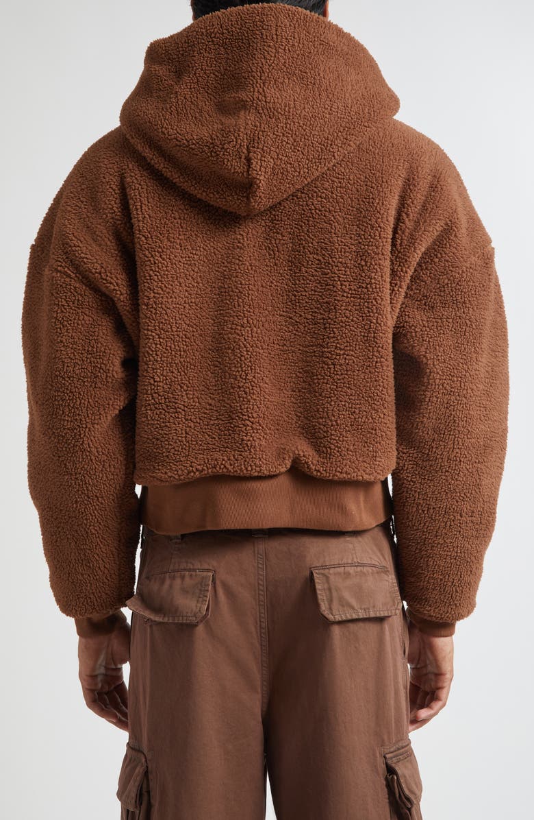 ERL Gender Inclusive Terry Fleece Zip Hoodie, Alternate, color, Brown