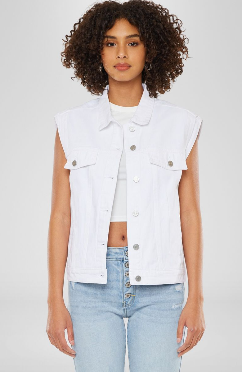 KanCan Joey Oversized 80's Vest, Main, color, White