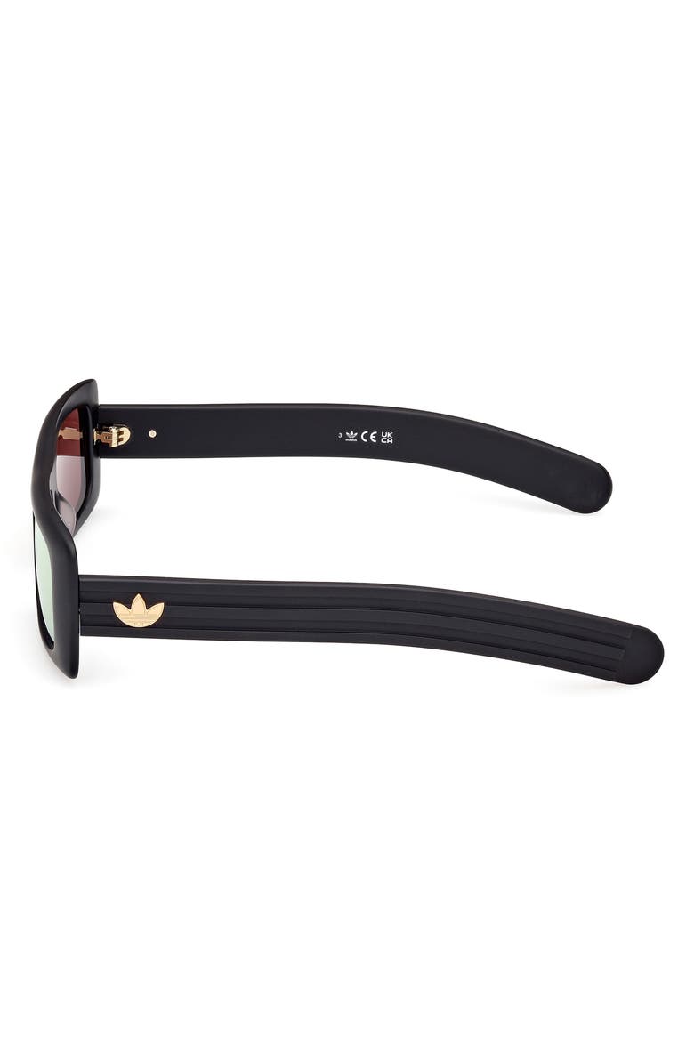 adidas Rectangular Sunglasses, Alternate, color, Matte Black/ Brown Mirror