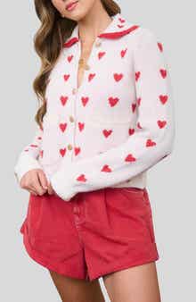 Blu Pepper Heart Peter Pan Collar Cardigan