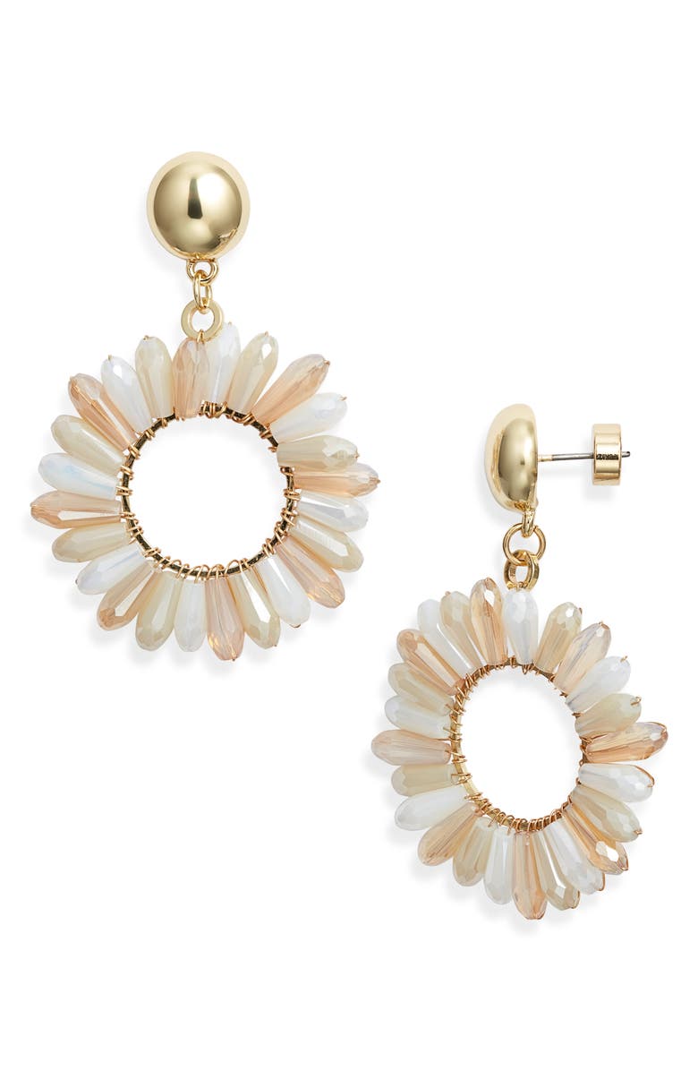 Nordstrom Petal Hoop Drop Earrings, Main, color, Neutral- Gold