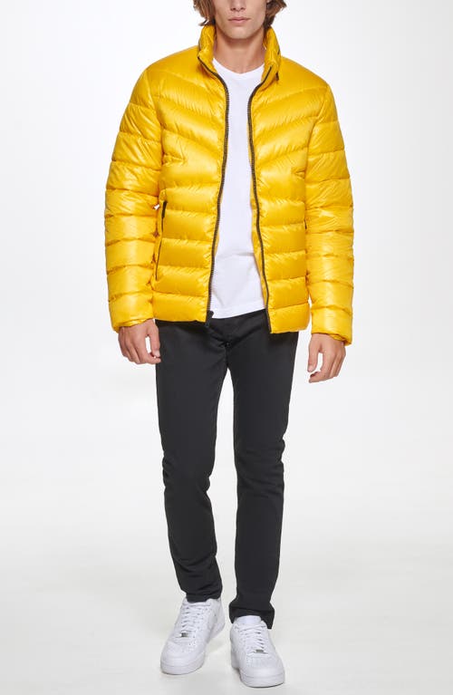 Kenneth Cole New York Hooded Puffer Jacket In Yellow