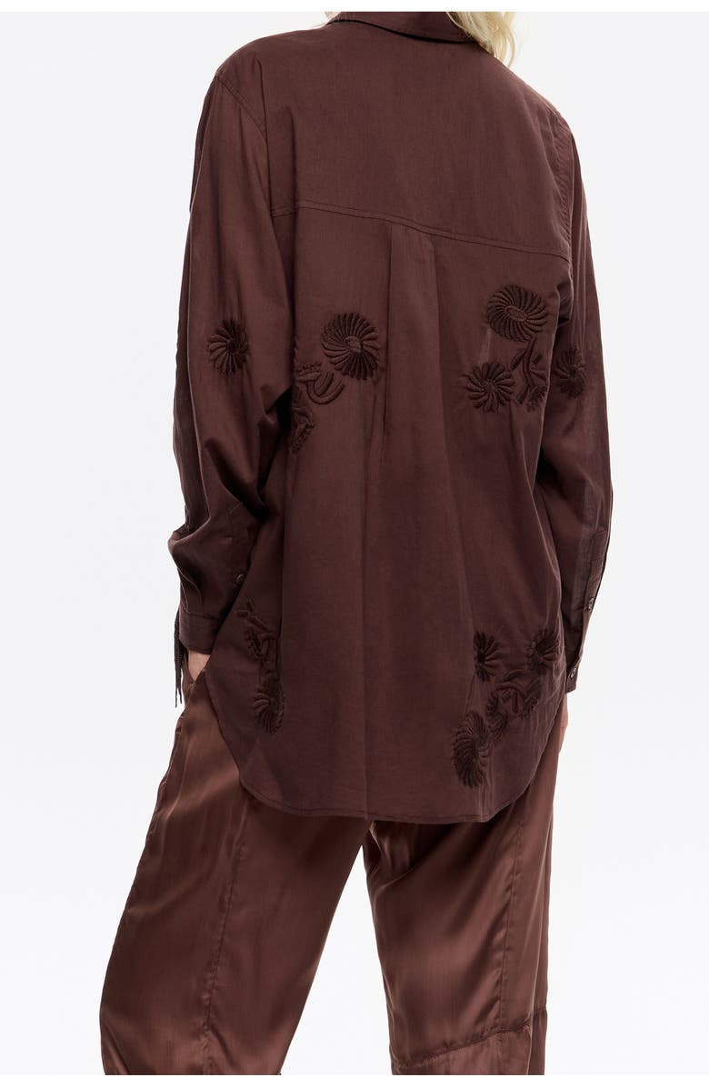 Bimba y Lola Embroidered Fringed Shirt, Alternate, color, Brown
