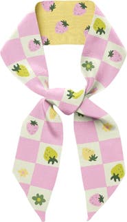 Centinelle Strawberry Checkers Twilly Ribbon Scarf