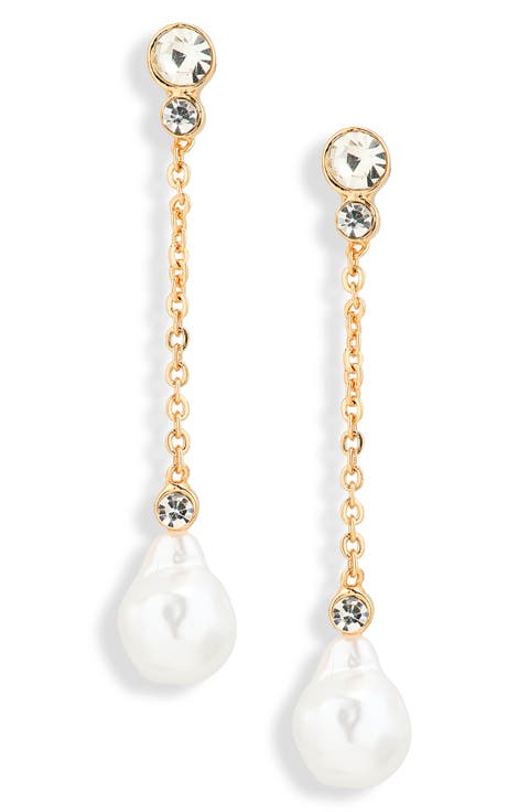 Faux Pearl & Crystal Drop Earrings