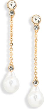 NORDSTROM RACK Faux Pearl & Crystal Drop Earrings