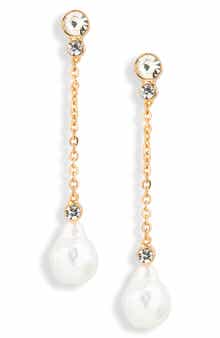 Faux Pearl & Crystal Drop Earrings