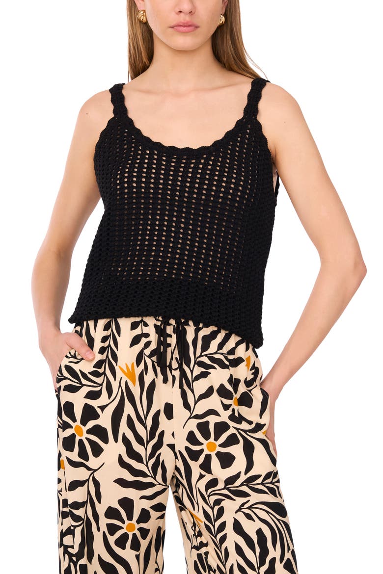 Open Stitch Sweater Tank, Main, color, RICH BLACK