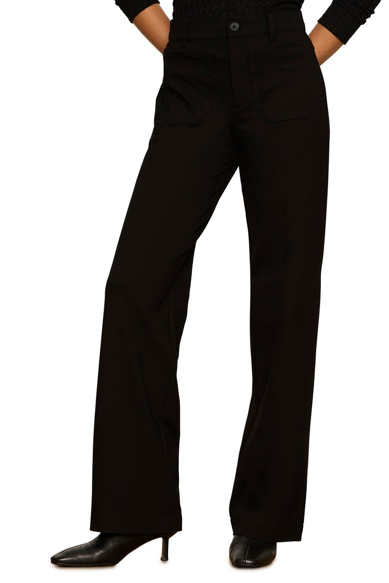 Marine Ponte Straight Leg Pants, Main, color, BLACK