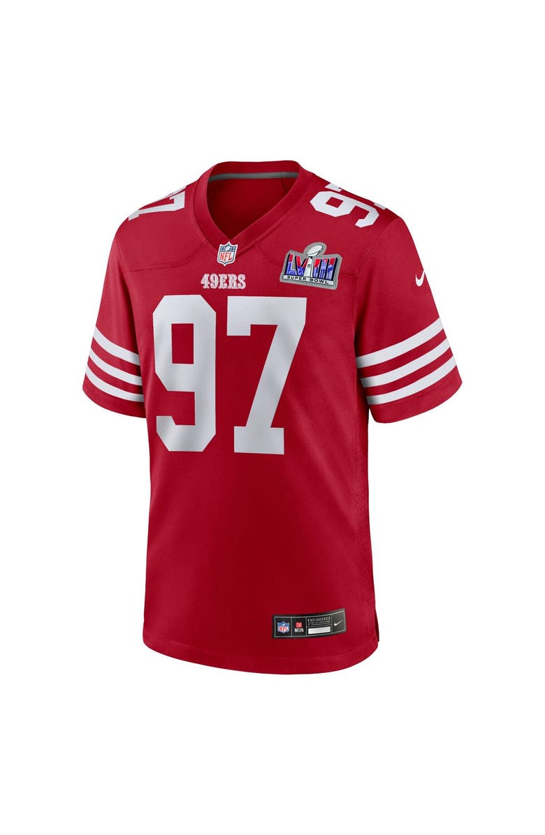 Nike Men's Nike Nick Bosa Scarlet San Francisco 49ers Super Bowl LVIII Game Jersey, Alternate, color, 