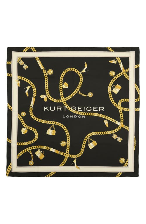 Kurt Geiger London Charm Chain Square Silk Scarf In Black