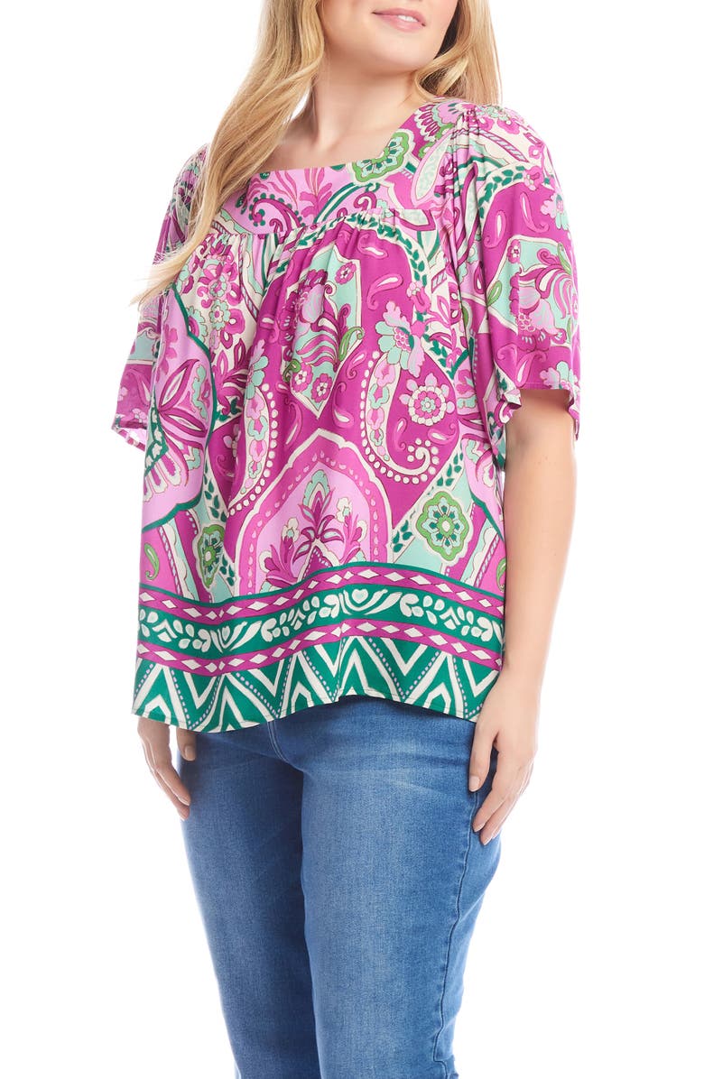 Karen Kane Paisley Flutter Sleeve Top, Alternate, color, 