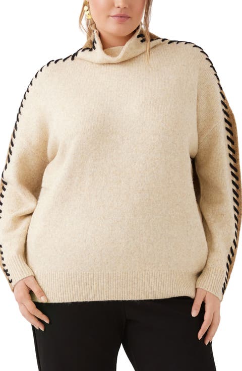 Contrast Stitch Mock Neck Sweater