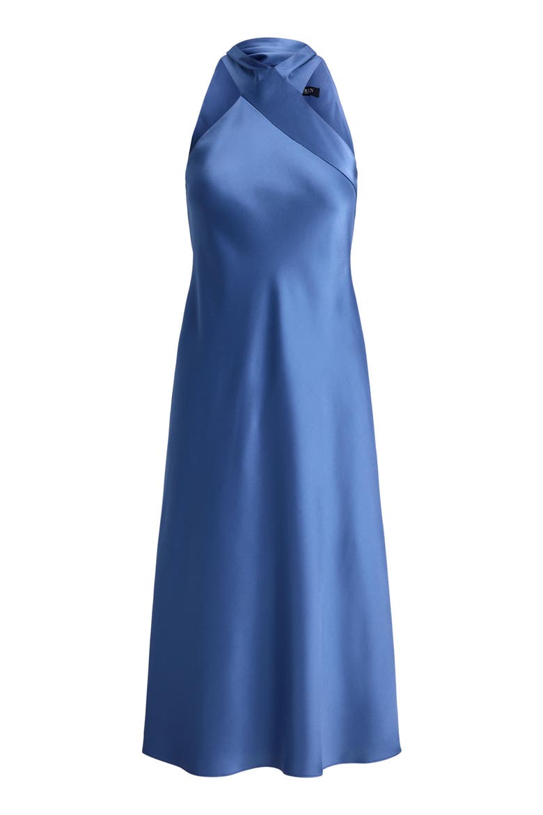 Hammered Satin Cocktail Dress, Alternate, color, CARSON BLUE