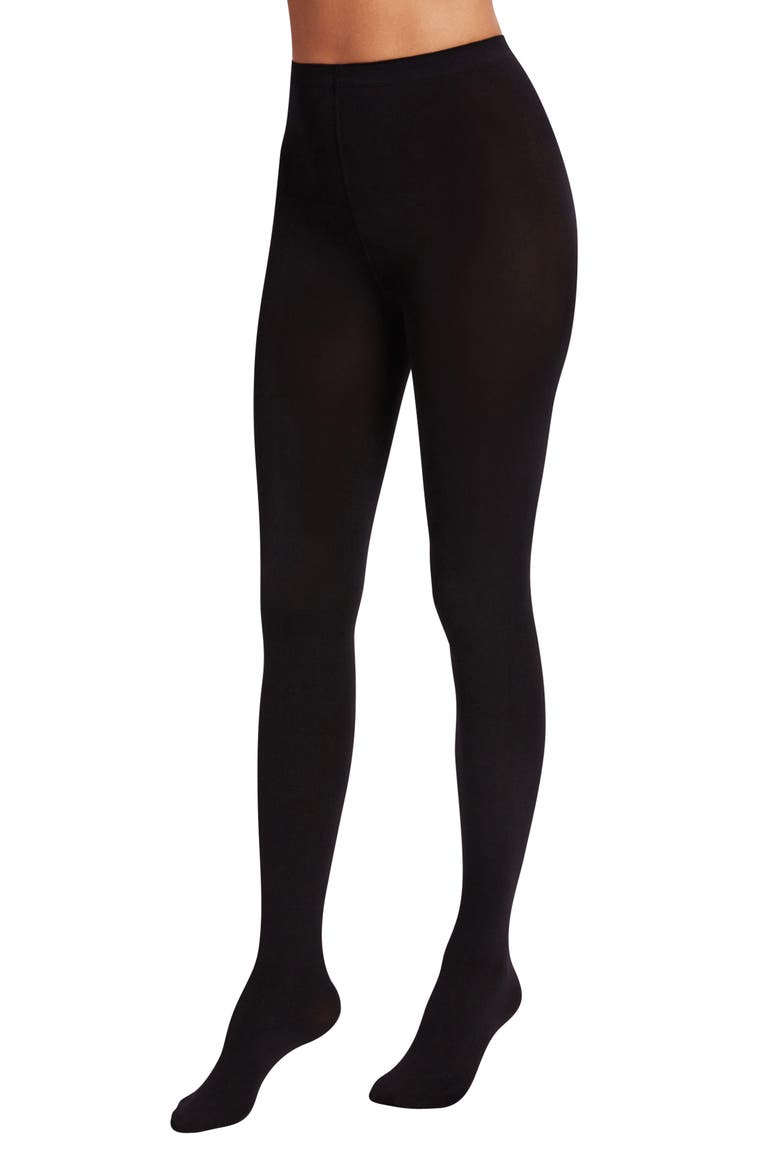 Matte Opaque Tights, Main, color, BLACK
