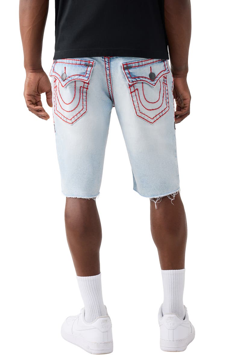 True Religion Ricky Super T Flap Cutoff Denim Shorts, Alternate, color, Coastline Ash Light Wash