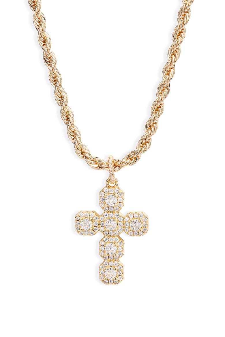 Nelli Cross Pendant Necklace, Main, color, GOLD