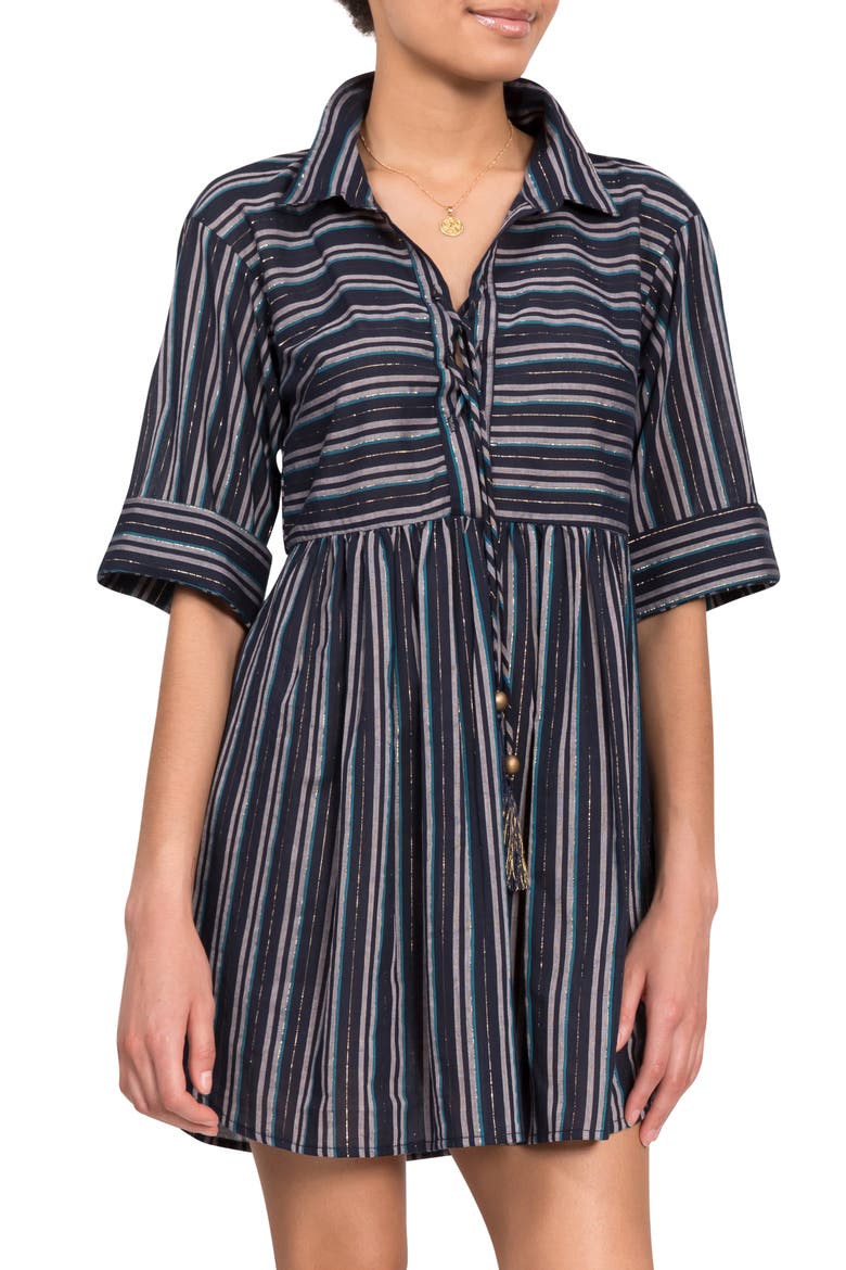 Georgina Stripe Cover-Up Minidress, Alternate, color, MIDNIGHT STRIPE